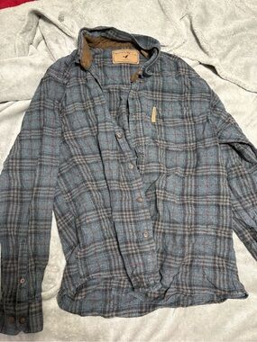 Men's Blue Plaid Long-Sleeve Button-Down Shirt